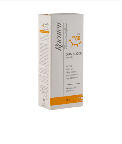 کرم ضدآفتاب بی رنگ راکوتن SPF 50 حجم ۵۰ میل