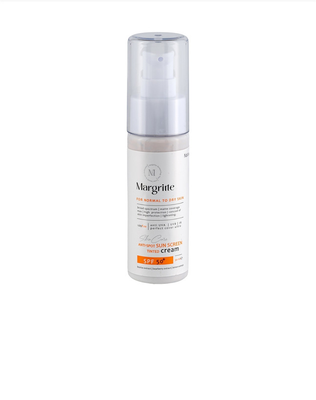 کرم ضد آفتاب رنگی نچرال بژ مارگریت با SPF50 مناسب پوست نرمال تا خشک حجم 50 میلی لیتر