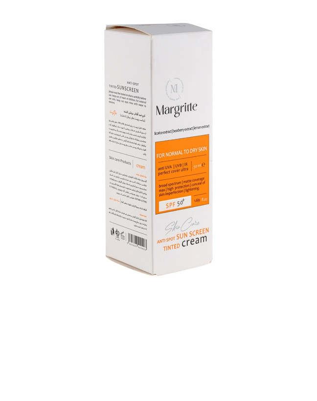 کرم ضد آفتاب رنگی نچرال بژ مارگریت با SPF50 مناسب پوست نرمال تا خشک حجم 50 میلی لیتر