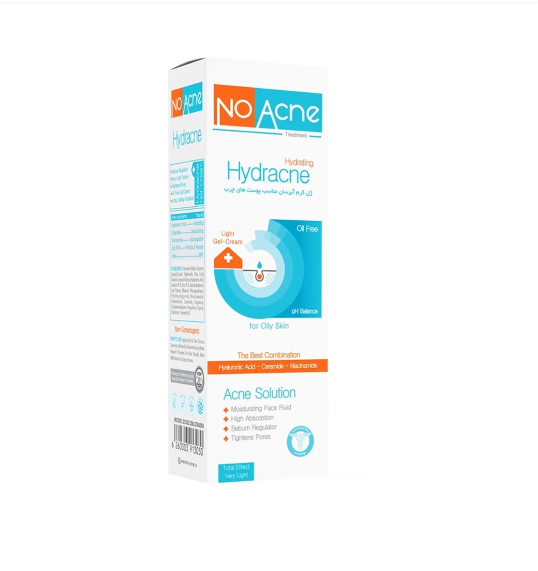 ژل کرم آبرسان صورت نو آکنه مدل Hydracne مناسب پوست چرب و مستعد آکنه حجم 40 میل