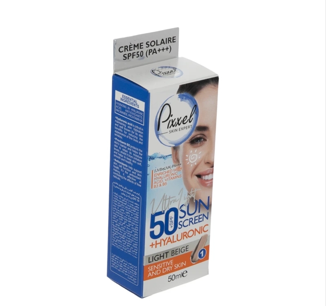 کرم ضد آفتاب بژ روشن پیکسل مناسب پوست خشک و حساس SPF50