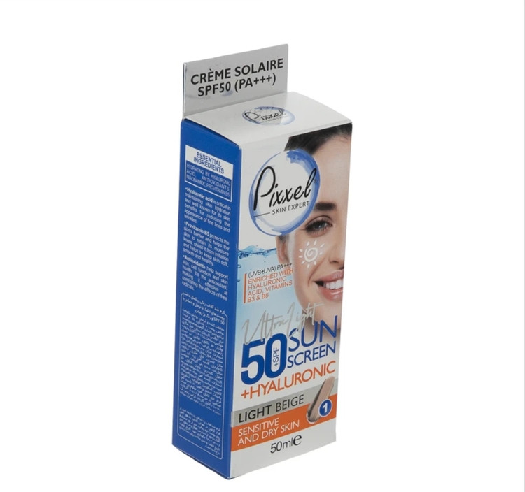 کرم ضد آفتاب بژ روشن پیکسل مناسب پوست خشک و حساس SPF50