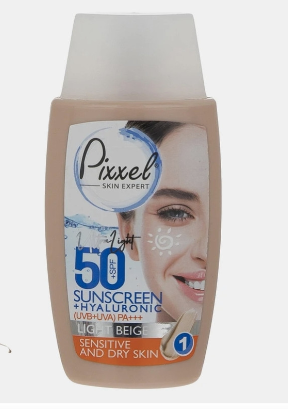 کرم ضد آفتاب بژ روشن پیکسل مناسب پوست خشک و حساس SPF50