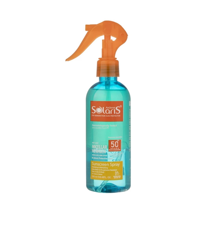 لوسیون ضد آفتاب دو فاز آردن سولاریس مدل Micellar Newgen با +SPF50 حجم 250 میلی لیتر