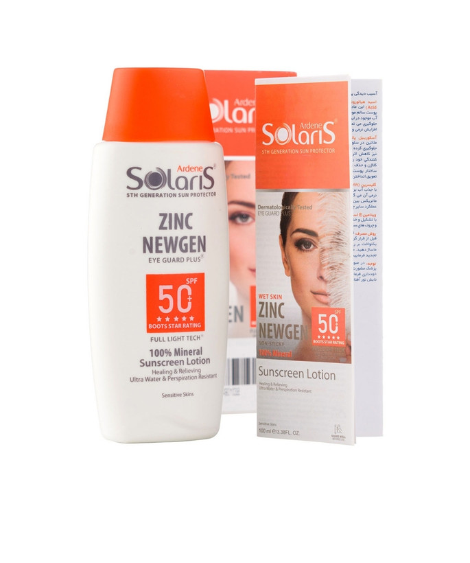لوسیون ضد آفتاب فیزیکال آردن سولاریس مدل Zinc Newgen با +SPF50 مناسب پوست حساس حجم 100 میلی لیتر