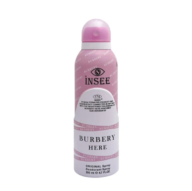 اسپری خوشبوکننده بدن اینسی مدل Burberry here حجم ۲۰۰ میل