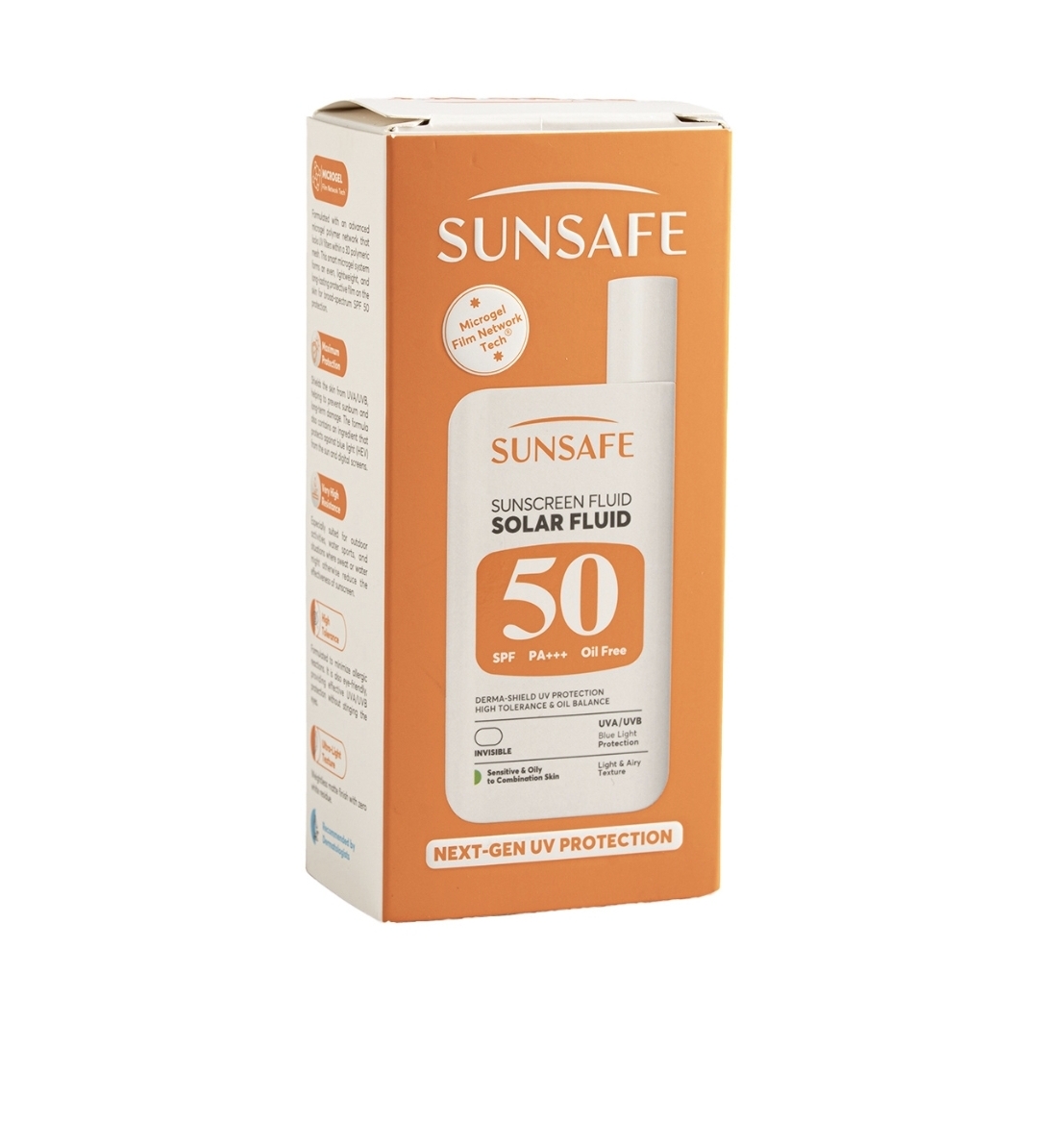 ضد آفتاب فلوئید سان سیف مدل Solar Fluid با SPF 50 مناسب پوست چرب تا مختلط وزن 55 گرم